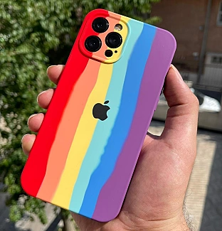 قاب سیلیکون رنگین کمانی محافظ لنز دار iphone